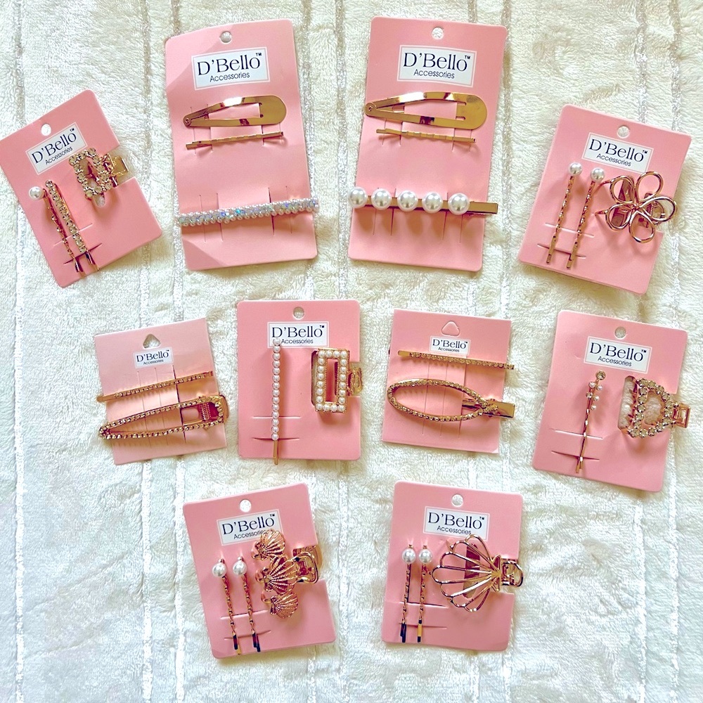 Fashion Gold Embellished Crystal Pearls Hair Accessories Clips & Pins